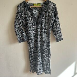 Rockflowerpaper Graphic Bird Print Cotton Tunic Dress - 100% Cotton - Small